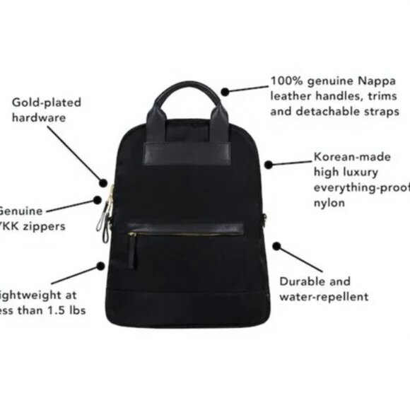 Bartaile C12 Black Nylux 3-in-1 Carry-All Bag Backpack Crossbody Tote + Duster - Picture 1 of 11